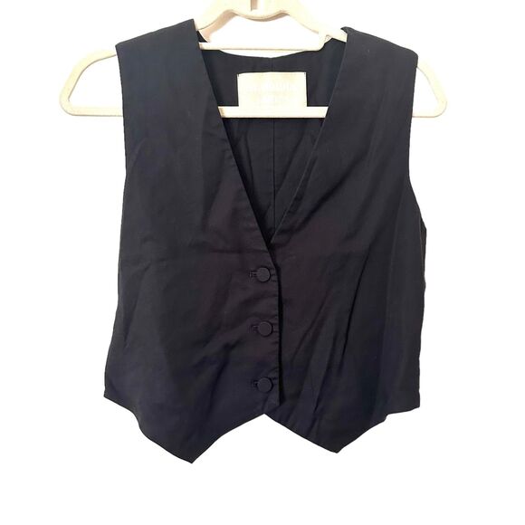 ARAMINTA JAMES Buttoned Vest Black Sz Medium - Picture 1 of 3